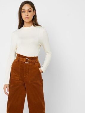 Forever21 Paperbag Waistline Wide Leg High Rise Corduroy Pants